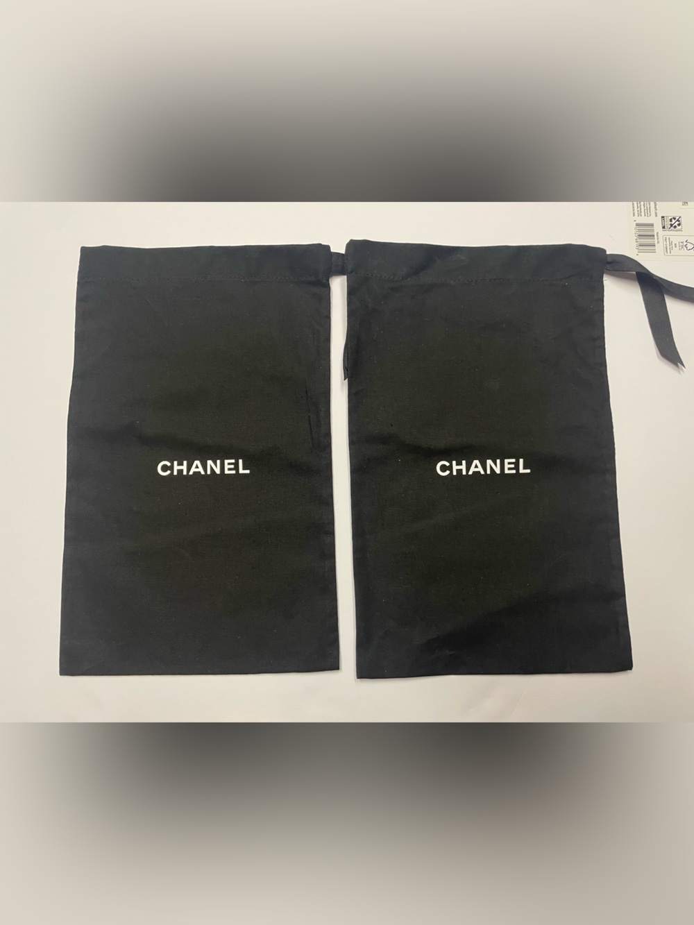 CHANEL Black Drawstring shoe dust bags bundle of 2